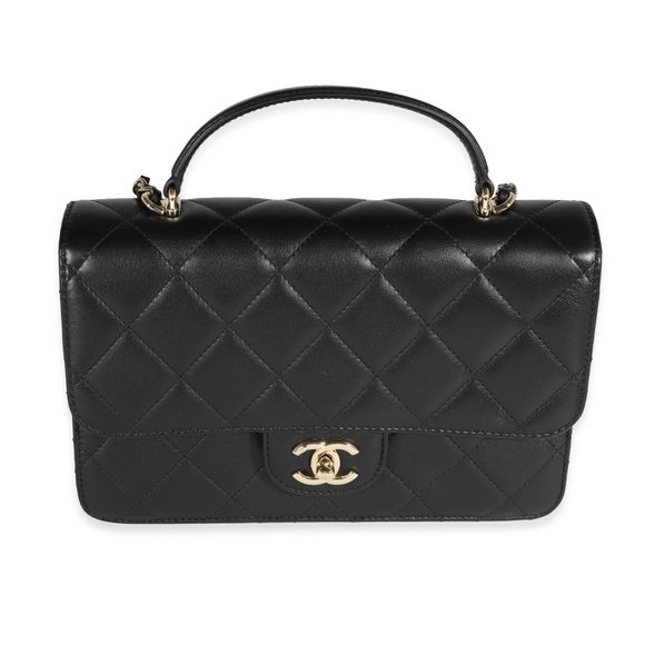 Chanel Black Quilted Lambskin Coco Lady Top Handle Flap Bag - Picture 1 of 8